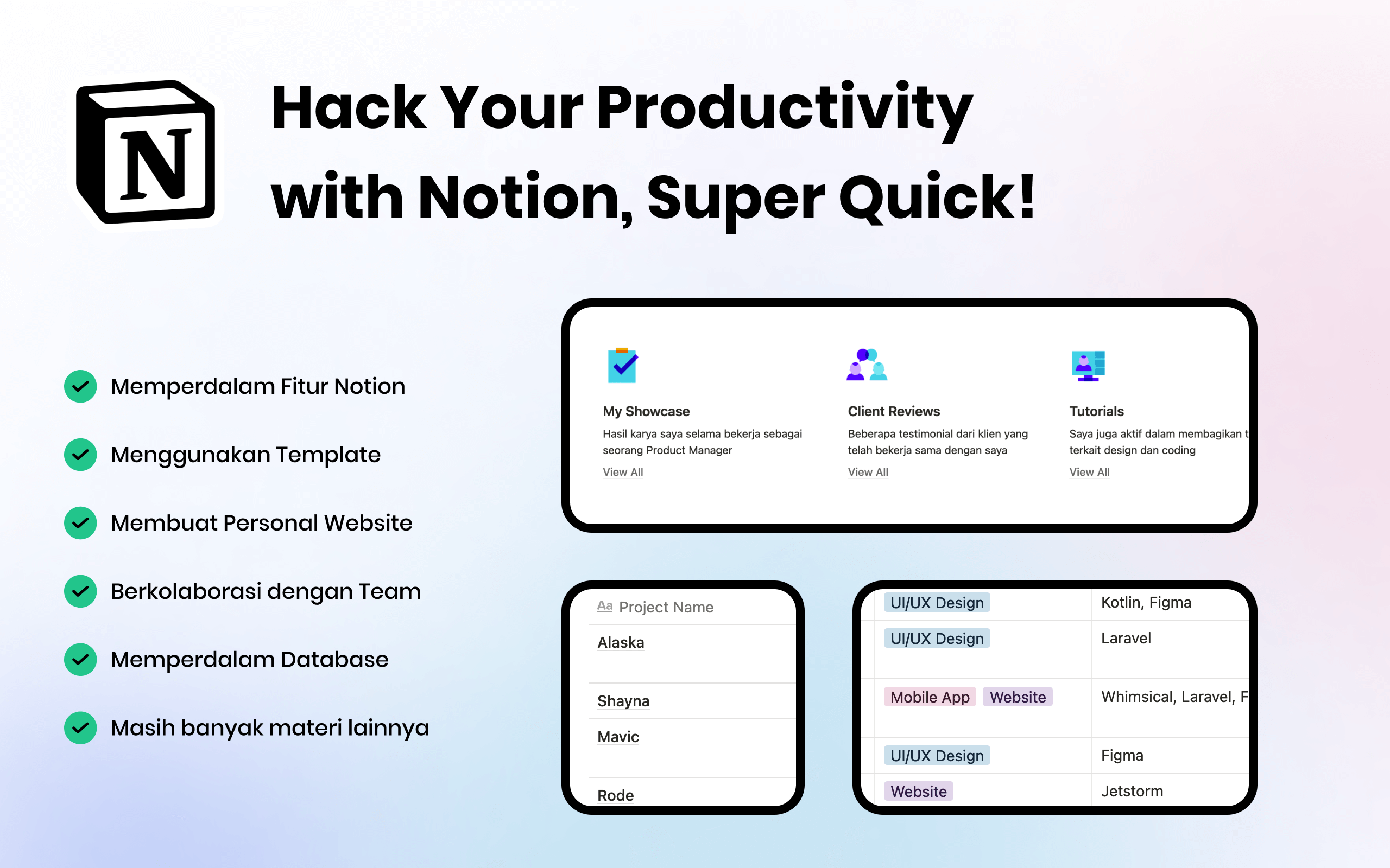 Kelas Super Hack Productivity with Notion: Build Personal Website di BuildWith Angga